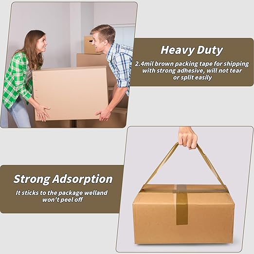 36 Rolls Brown Packing Tape with Dispenser, 1.88" X 60 yd Shipping Tape Bulk, Total 2160 yards, 2.6 mil, 3" Core, Tan Packing Tape Refills, Carton Sealing Tape for Moving Boxes, Package, Mailing-DeskLoop Office