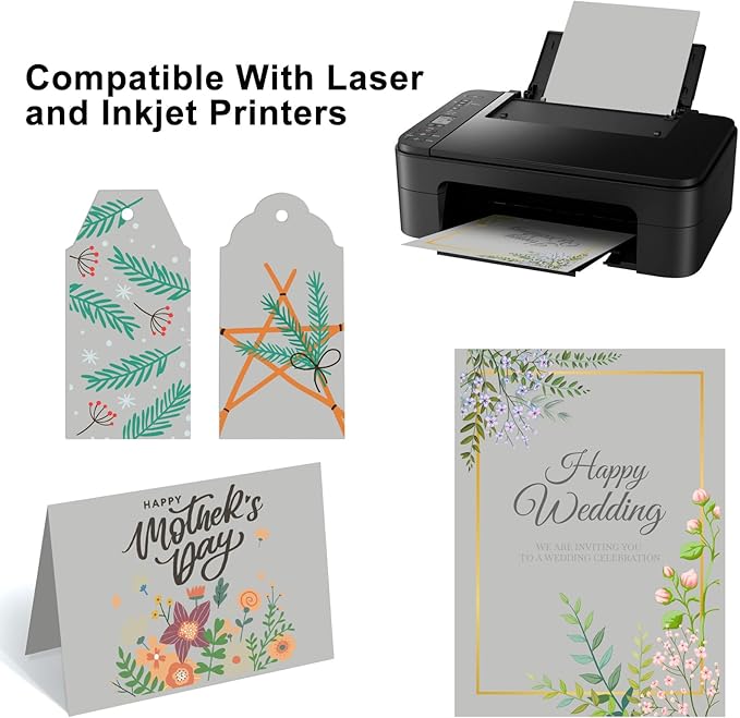 OcePor 50 Sheets Grey Cardstock Paper, Colored Printer Paper 8.5 x 11, Card Stock Thick Construction for Craft,Scrapbook,Office Printing, Invitations, Certificates,92 lb/250gsm-DeskLoop Office