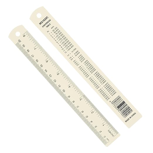 PATIKIL 20cm/8" Metal Ruler, 2 Pack Aluminum Alloy Rulers with Centimeters, Millimeters, Inches and Conversion Table Straight Edge Ruler for Writing Machinist Drafting, White-DeskLoop Office