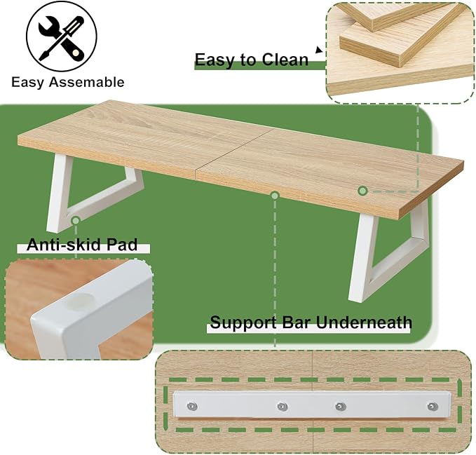 TEAMIX 24 inch Monitor Stand Riser, Wood & Steel Computer Monitor Stand with Storage, Laptop, PC, Printer Stand Riser for Desktop Office Desk Organizers-DeskLoop Office