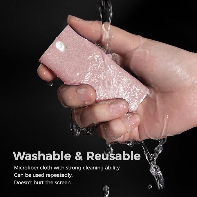 CLICK CLEAN Touchscreen Mist Cleaner, Screen Cleaner, All in One Screen Cleaner Spray with Microfiber and Phone Stand for All Phones, Laptop and Tablet Screens (Pink)-DeskLoop Office