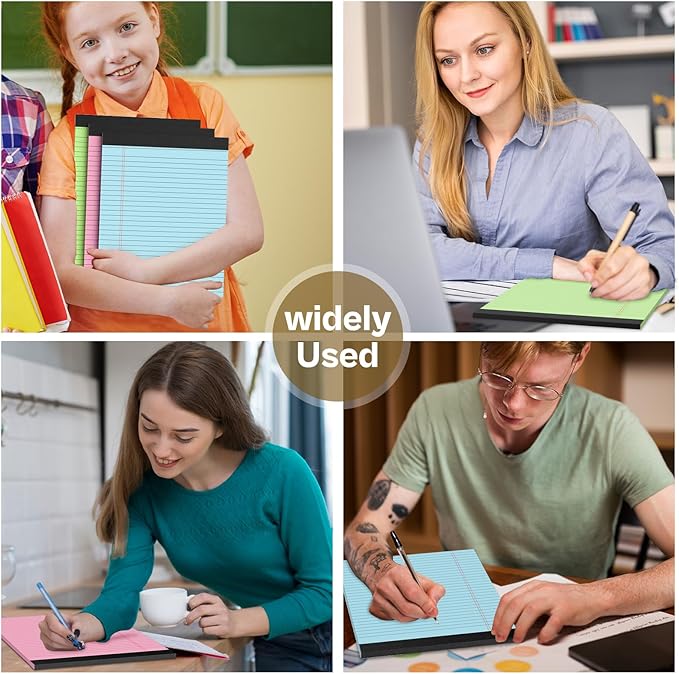Legal Pads 8.5 x 11, 6 Pack Colored Note Pads 8.5 x 11 Pink Notepad 8.5 x 11 Multi-Color Pink/Green/Blue Writing Pads 8.5 x 11 Lined Paper Pads Wide Ruled Legal Pad Notebook Paper, 30 Sheets per Pad
