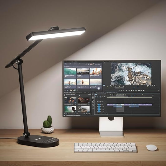 Honeywell Desk Lamp for Home Office, H4 Sunturalux™ Eye-Caring LED Desk Light, 700LM Dimmable Desk Lamp with Timer, Adjustable Desk Reading Light, Touch Auto Dimming Table Lamp for Study, Bedroom-DeskLoop Office