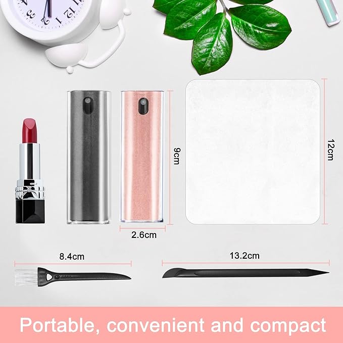 2 Pack Screen Cleaner Spray and Wipe for Laptop Monitor and Car Screens, Phone Touchscreen Mist Cleaning Kit for Cellphone, Tablet, PC, Computer, LCD, Eyeglass, iPhone, iPad, Mac Pro - Grey and Pink-DeskLoop Office