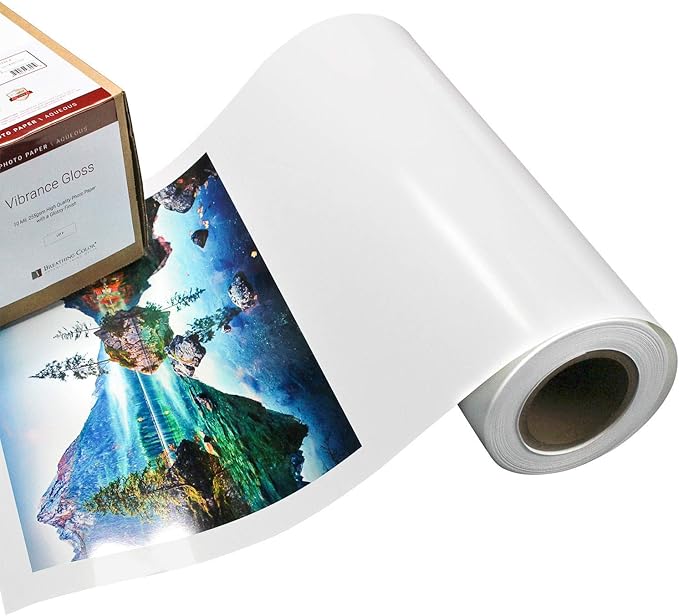 Vibrance Gloss Photo Printer Paper 10 mil 255 gsm Glossy Finish Premium Photo Paper Roll on 3in Core 17 inches x 10 feet Works with Most Inkjet Printers Including Professional Makes and Models-DeskLoop Office