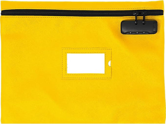 Yellow Notary Bag with Lock | 14x11 inch | Zipper Supplies Bag | Locking Document Case for Notary Kit, Stamp, Embosser, Ink Pad, and Valuables-DeskLoop Office