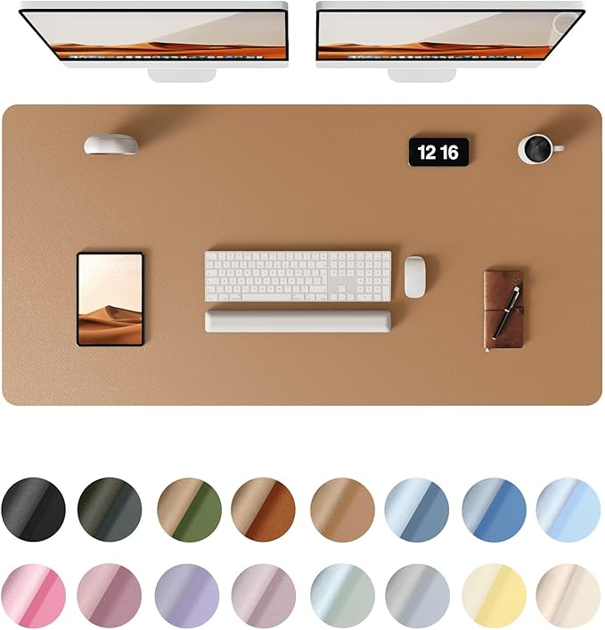 YSAGi Leather Desk Protector, Office Mat, Large Mouse Mat, Non-Slip PU Leather Blotter, Laptop Desk Pad, Waterproof Writing Pad for Office and Home (Khaki, 47.2" x 23.6")-DeskLoop Office