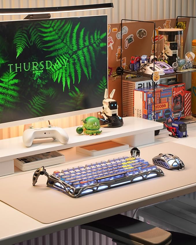 GravaStar Mercury K1 Pro Wireless Mechanical Gaming Keyboard, 75% Layout RGB Custom Keyboard, Hot-Swappable Linear Switches – Aluminum Alloy, Interstellar Silver Brushed Metal Look-DeskLoop Office