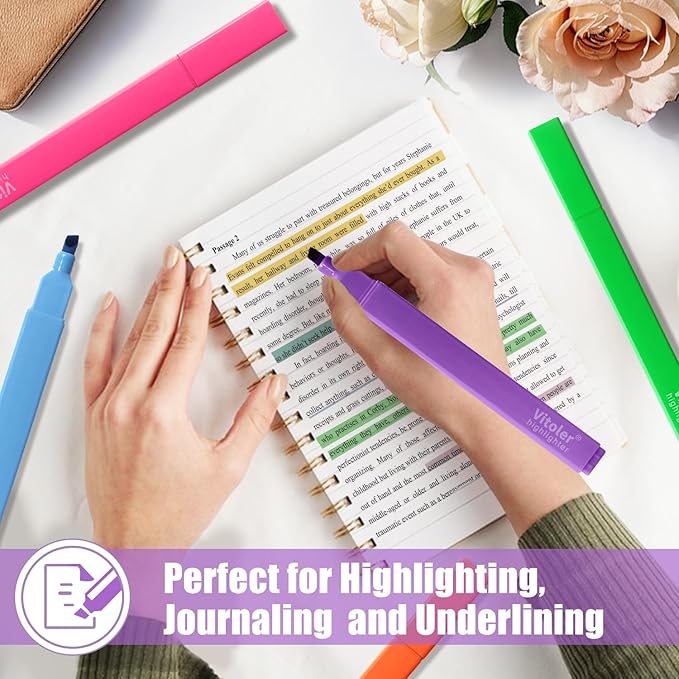 Aesthetic Highlighters,8pcs Bible Highlighters,Vibrant Colors, Cute Highlighter Assorted Colors, Cute Markers Back to School Supplies-DeskLoop Office