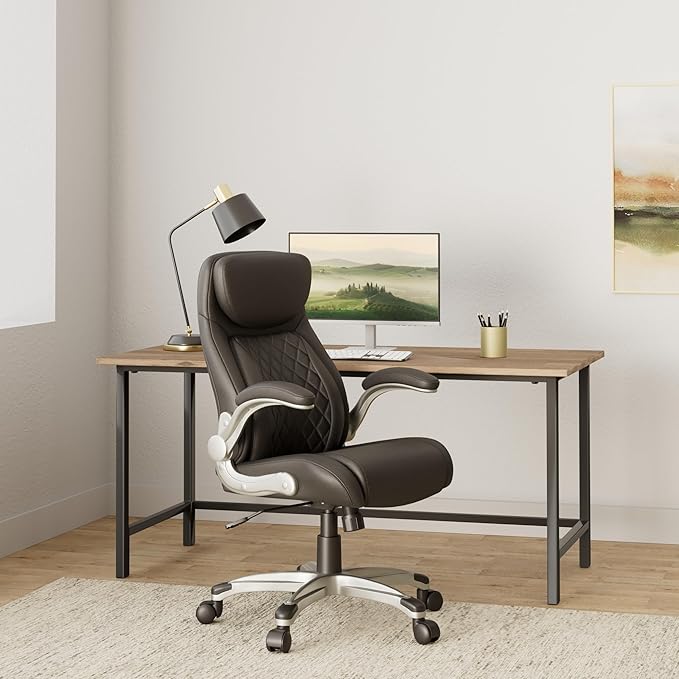 Nouhaus Ergonomic Office Chair Premium Microfiber Leather Adjustable Lumbar Support & Armrests, High Back Comfy Desk Gaming Chairs Executive Computer Swivel Chair Tilt Function(Posture,Black)-DeskLoop Office