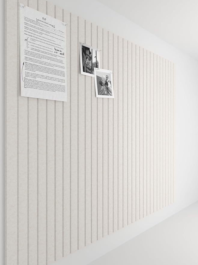 Bumusty Large Cork Board Alternative-47 x35 Felt Bulletin Board Tiles, with 30 Pushpins, 70 Adhesive Tabs, 12-Pack Slat Wall Paneling, Cork Boards for Office Push Pin Board Felt Board-Oatmeal-DeskLoop Office