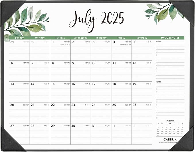 Large Desk Calendar 2025-2026 with Desktop Mat, Cabbrix Desk Pad Calendar 22 x 17 Inch Covering July 2025 to June 2026, Desk Blotter Calendar 2025 for Home School and Office-DeskLoop Office