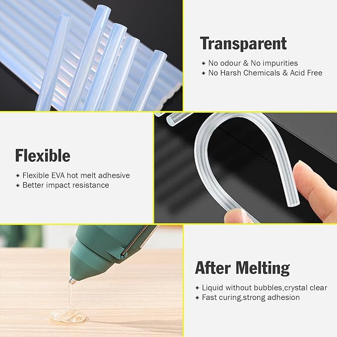 600 Pack Mini Hot Glue Sticks, 4" Long x 0.27" Diameter Glue Sticks for Glue Gun, Perfect Fit for Mini Glue Guns, Widely Used in Wood, Metal, Glass, Plastic, Floral, Fabric, Leather, Foam-DeskLoop Office