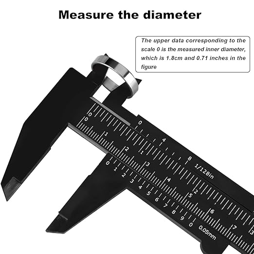Honoson 10 Pcs Plastic Vernier Caliper 0-6 Inch/0-150 mm for School Student Black Mini Double Scale Sliding Gauge Measuring Tool Vernier Caliper Eyebrow Mapping Ruler Tool for Office Tattoo Artists-DeskLoop Office