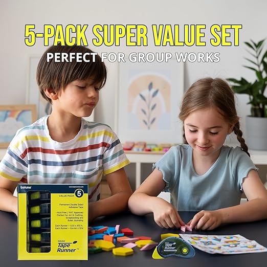 Tape Runner - Double Sided Adhesive with Dispenser Roller Included - Acid Free, Sticky, Clear & Transparent - Ideal for Scrapbooking, Crafts & More - Boomerang (417 inches per Cartridge), 20 Cartridge-DeskLoop Office