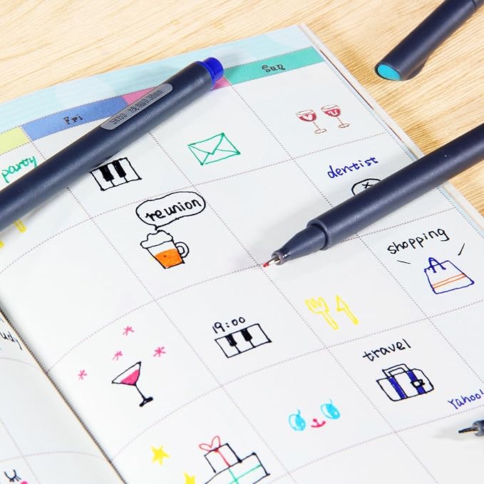 Taotree 24 Fineliner Color Pens, Fine Line Colored Sketch Writing Drawing Pens for Journaling Planner Note Taking Adult Coloring Books, Porous Fine Point Markers, School Office Teacher Art Supplies-DeskLoop Office