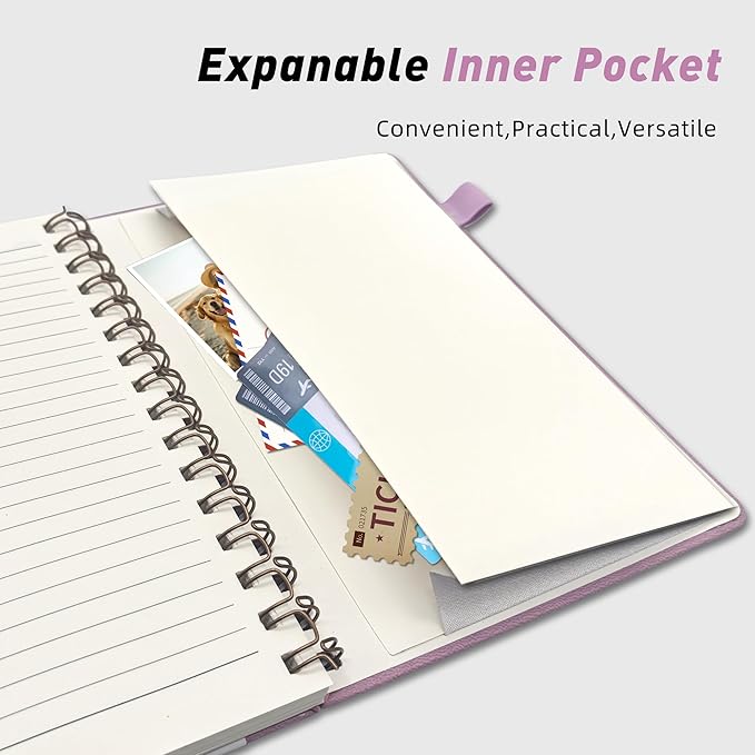 Lined Spiral Journal Notebook for Women & Men, College Ruled Hardcover Notebook for Work & Note Taking, Journals for Writing, 100 GSM, Business, School, 140 Pages, A5(5.8"x8.5") - Pink-DeskLoop Office