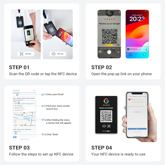 HotLabel – Google Review Card 5-Pack – White – NFC Tap & QR Code – Includes 5 - Image 6