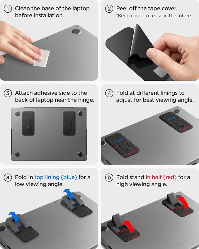 Spigen Slim Fold Adhesive Laptop Stand 2 Piece Foldable Portable Dual Ergonomic - Image 8