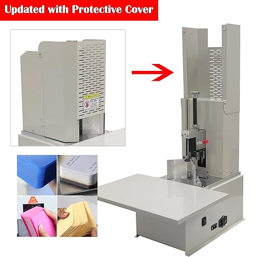 Electric Round Corner Cutter, Heavy Duty Fillet Paper Punch with Foot Pedal & Metal Protective Cover, R3-R9 Cutting Radius, Electric Corner Rounding Machine for PVC Name Card 1.97in Thickness-DeskLoop Office