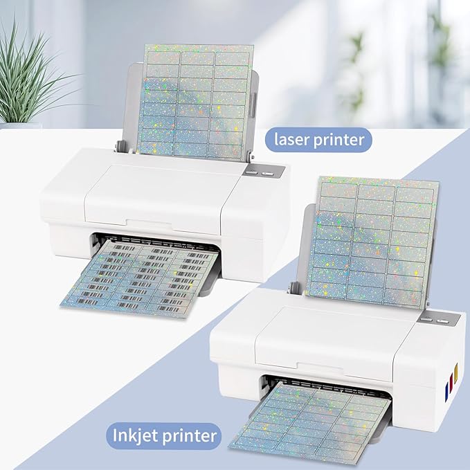 STARLIBOO 1" x 2-5/8" Address Labels- Holographic Color Stickers for Laser/Inkjet Printer mailing Labels 8.5"×11"- Holographic Star-DeskLoop Office