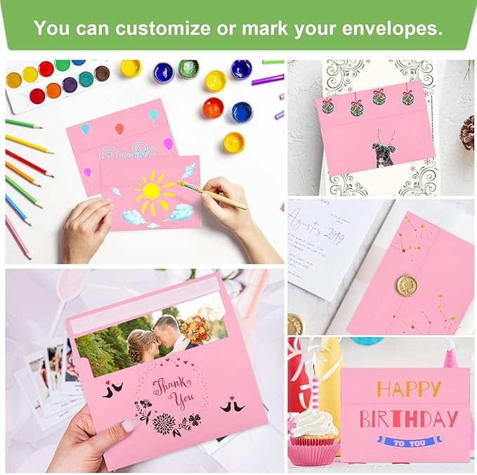 70 Packs A4 Envelope, Pink A4 Envelopes, 4x6 Photo Envelopes for Invitations, Envelopes Self Seal for Weddings, Baby Shower, Photos, Postcards, Greeting Cards, Mailing-DeskLoop Office