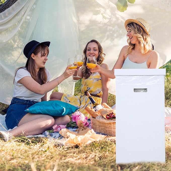 3 Pcs Cardboard Trash Cans with Lid Disposable and Reusable Corrugated Cardboard Trash Cans Recycling Bins Bulk with Garbage Bags White Rubbish Boxes for Parties Events (20 Gallon)-DeskLoop Office