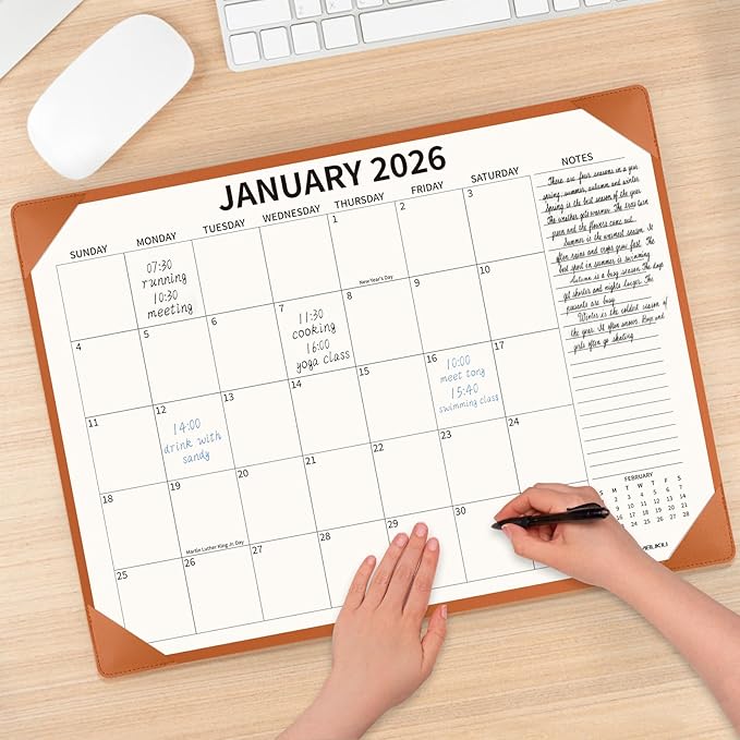 Desk Calendar 2025-2026 with Desktop Mat, 22x17 inch Large Desk Pad Calendar July 2025 to June 2026, Big Desk Planner for Home Office and School, Brown-DeskLoop Office