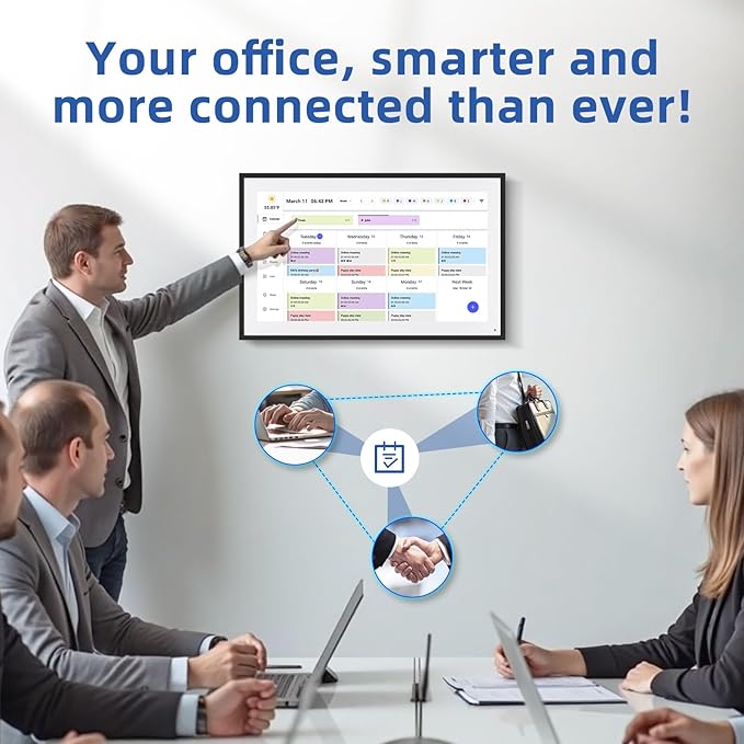 21.5 Inch Digital Calendar, Electronic Chore Chart, Smart Weekly and Monthly Planner 1920 * 1080P IPS Touchscreen Wall and Desk Calendar for Family Schedules, Black-DeskLoop Office