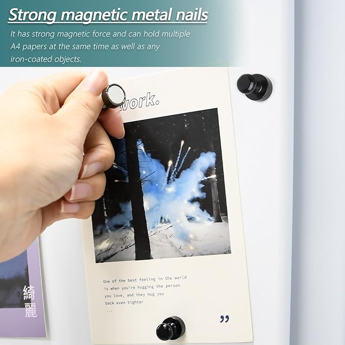22 Pack Fridge Magnets, Black Strong Magnets for Whiteboard, Push Pin Magnets Refrigerator Magnets Small Strong Neodymium Magnet for Office, Classroom, Kitchen, Home-DeskLoop Office