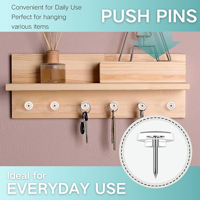 150 PCS Flat Clear Short Push Pins for Wall Thumb Tacks for Walls Flat thumbtacks Push pin for Bulletin Board Shadow Box Display Thumbtack for Cork Board-DeskLoop Office