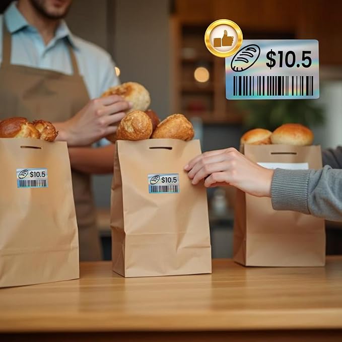 2.25x1.25 Inch Thermal Labels Sliver, Holographic Sliver Barcode Thermal Labels for Thermal Printer and Small Business, Multi-Purpose Rectangle Stickers, 500 Sheets/Roll-DeskLoop Office