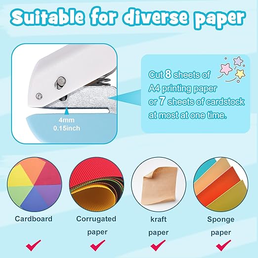 UCEC 3 Pack Paper Craft Hole Punch Shapes, 1/4 Inch Single Hole Puncher for Crafts, Small Handheld Circle Star Hole Punch Heart Hole Punches, 3 Heart Star Hole Puncher for Tags Clothing Ticket-DeskLoop Office