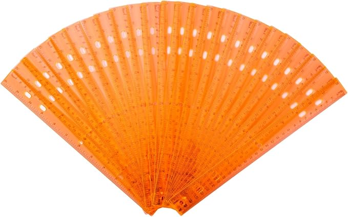 28 Pack Plastic Ruler 12 Inch Transparent Rulers - Metric Bulk for Kids School Office Classroom, Orange-DeskLoop Office