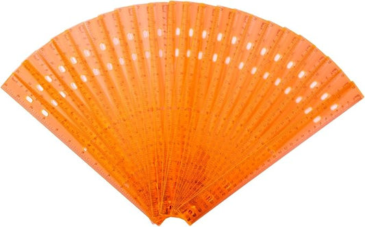 28 Pack Plastic Ruler 12 Inch Transparent Rulers - Metric Bulk for Kids School Office Classroom, Orange-DeskLoop Office