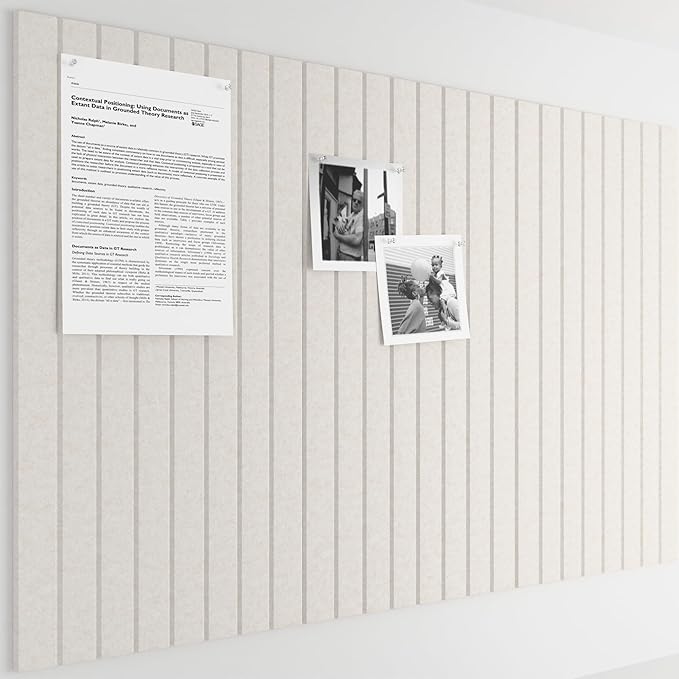 Bumusty Large Cork Board Alternative-36 x24 Felt Bulletin Board Tiles, with 30 Pushpins, 40 Adhesive Tabs, 6-Pack Slat Wall Paneling, Cork Boards for Office Push Pin Board Felt Board-Oatmeal-DeskLoop Office