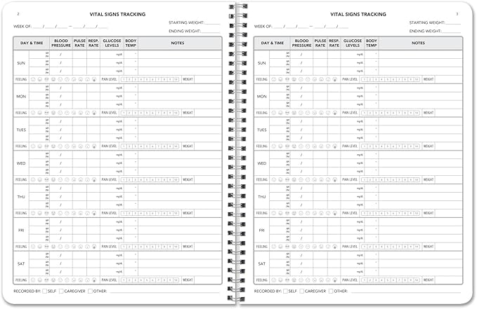 BookFactory Vital Signs Log Book/Vitals Monitoring Logbook/ 104 Pages Record Book – 8.5” x 11” (LOG-104-7CW-PP(Vital-Signs))-DeskLoop Office
