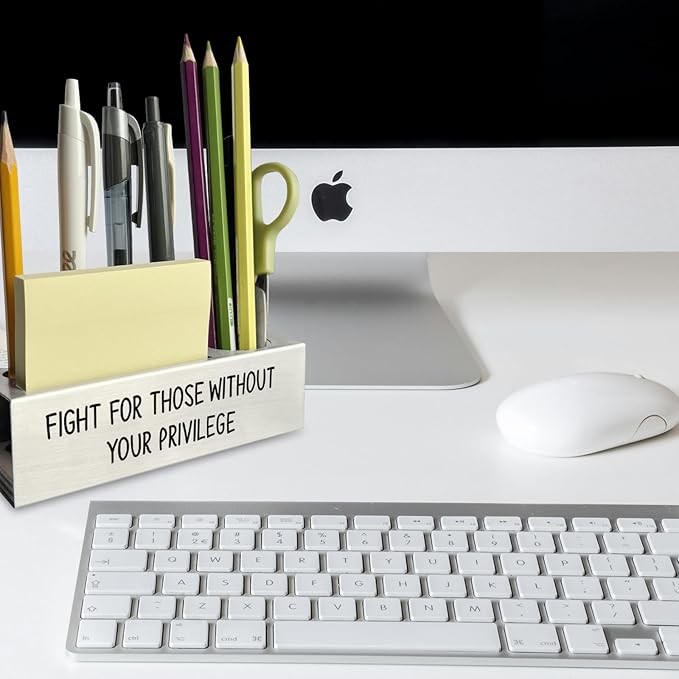 Fight for Those Without Your Privilege Pen Holder, Equality Gifts, Female Empowerment Desk Decor Stainless Steel Pencil Holders WCC63-DeskLoop Office