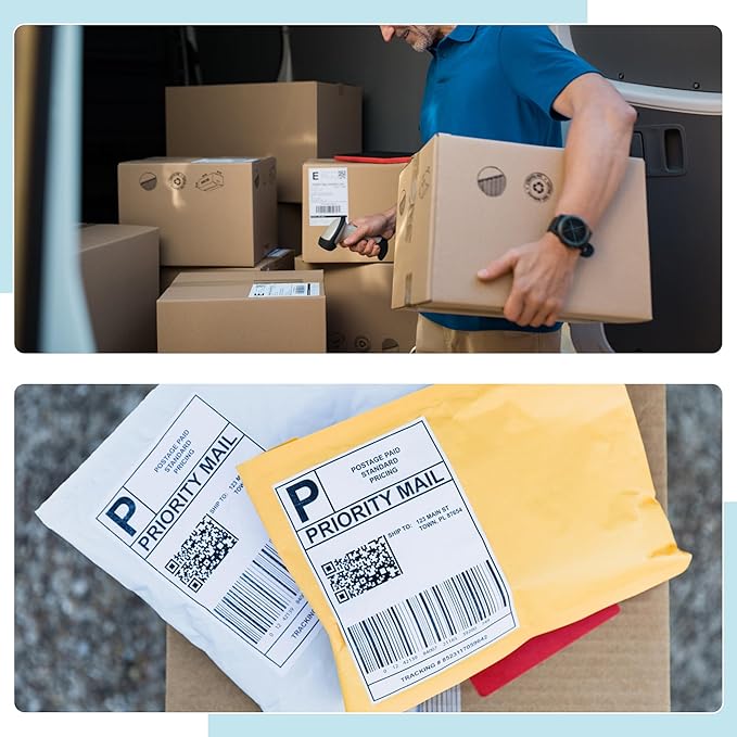 L LIKED 1000 Fanfod 4" x 6" Direct Thermal Labels Shipping Labels with Perforated Line for Rollo, Zebra, Jadens, Nelko, Munbyn, Phomemo, White-DeskLoop Office