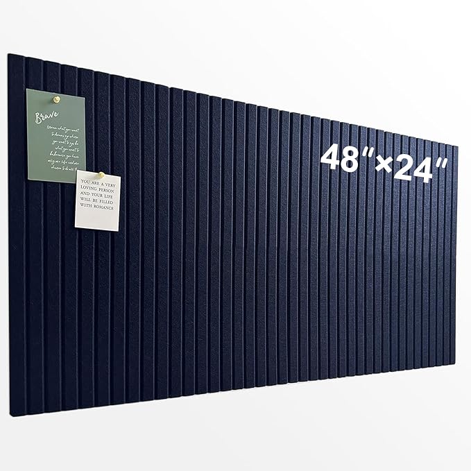 Large Cork Board for Office,8 Pack Felt Wall Tiles with Slat Wall Paneling,Felt Bulletin Board Pin Board Cork Boards for Walls - Dark Blue-DeskLoop Office