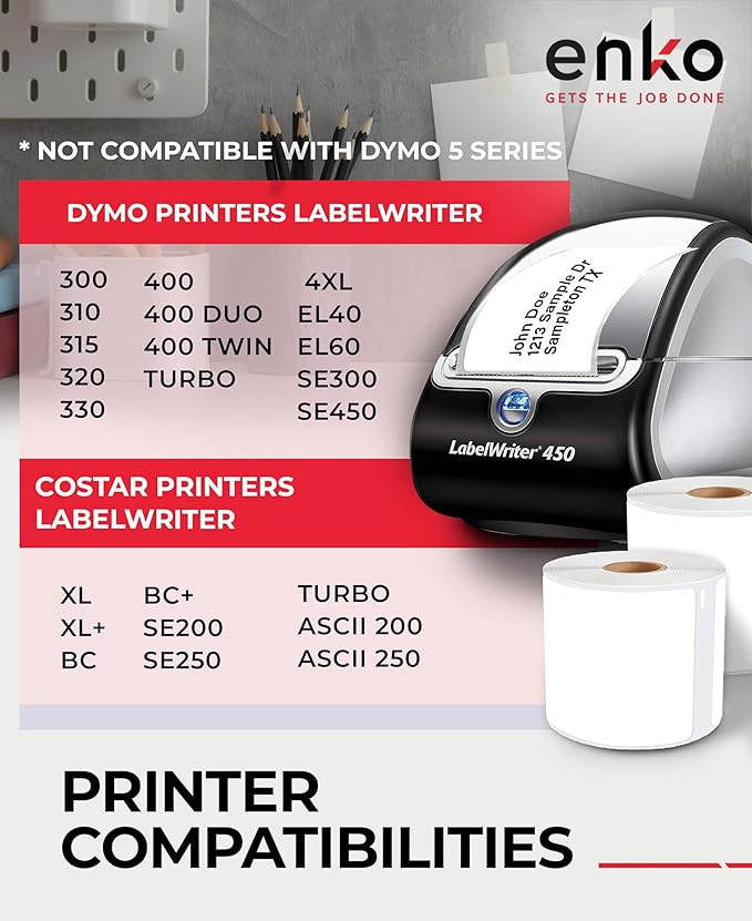 enKo (48 Rolls, 14,400 Labels) Address, Shipping & Barcode Labels 30256 (2-5/16 x 4") Compatible for Dymo LabelWriter-DeskLoop Office