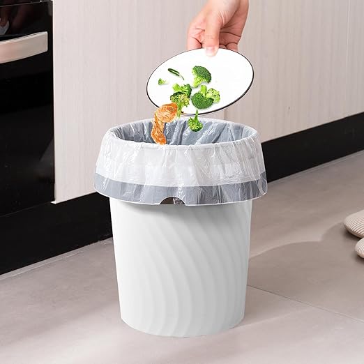 YGJT Small Trash Can, 3 Pack 1.8 Gallons Bathroom Trash Can, Slim Waste Basket, Round Garbage Can, Plastic Trash Bin for Kitchen, Dorm, Bedroom, Office, Living Room, Study, Compact Spaces(White)-DeskLoop Office