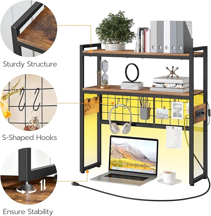 HOOBRO Desktop Bookcase, 2-Tier Desktop Organizer, 29.9" Wooden Office Storage - Image 9