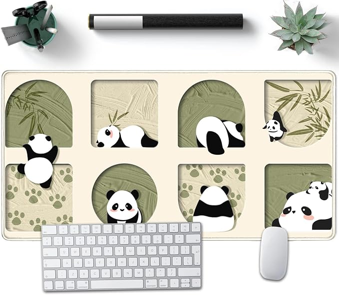 Cute Kawaii Panda Desk Mat Large Beige Mouse Pad XXL Mouse Pad Keyboard Mat - Image 7
