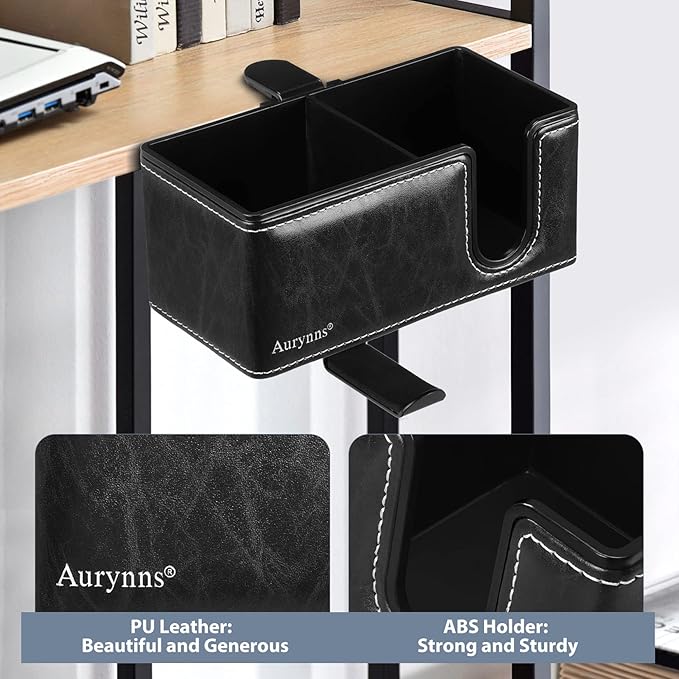 Desk Cup Holder Clip on Pen Holder Headphone Hanger Headset Stand Rotatable Clamp Hook Under Desk (Black)-DeskLoop Office