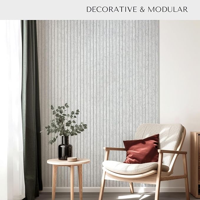 Large Cork Board for Office Black Felt Board Alternative - Slat Wall Paneling, Felt bulletin board tiles for office wall decor, Push pin board Wall organizer for office -12-Pack (Marble White)