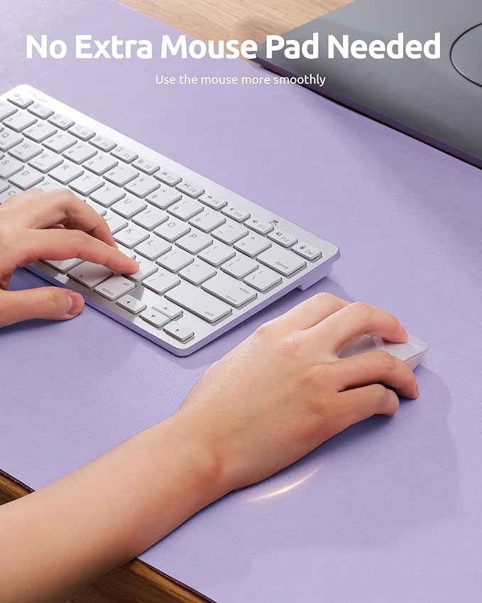 YSAGi Leather Desk Protector, Office Mat, Large Mouse Mat, Non-Slip PU Leather Blotter, Laptop Desk Pad, Waterproof Writing Pad for Office and Home (Light Purple, 31.5" x 15.8")-DeskLoop Office