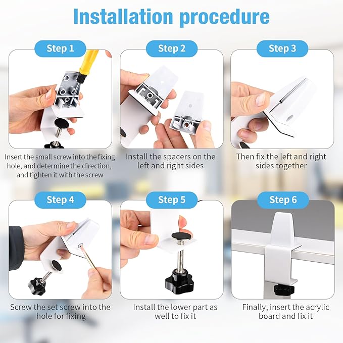 Desk Divider 4 Pcs Desk Privacy Panel 23.6''L x 15.8W'' Office Partitions Grey Acrylic Panel Pack of 4 Desk Divider Partition with Adjustable Universal Base-DeskLoop Office