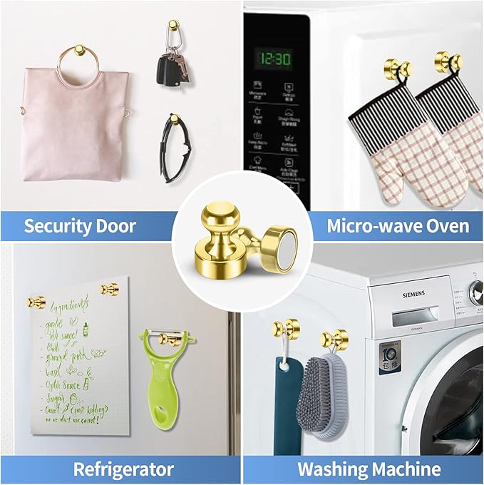 12Pack Gold Magnets for Whiteboard Cute Fridge Magnet Small Refrigerator Magnets Office Magnets for Fridge Whiteboard Billboard in Kitchen Home Classroom School-DeskLoop Office