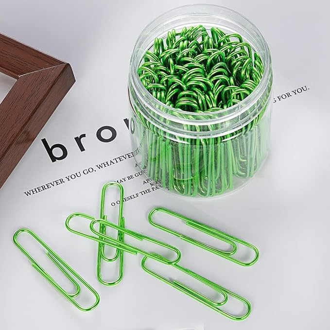 Vinaco Green Jumbo Paper Clips, 100 Pack, 2 Inch (50 mm), Durable & Rust Resistant, Great for Office, School and Personal Use-DeskLoop Office